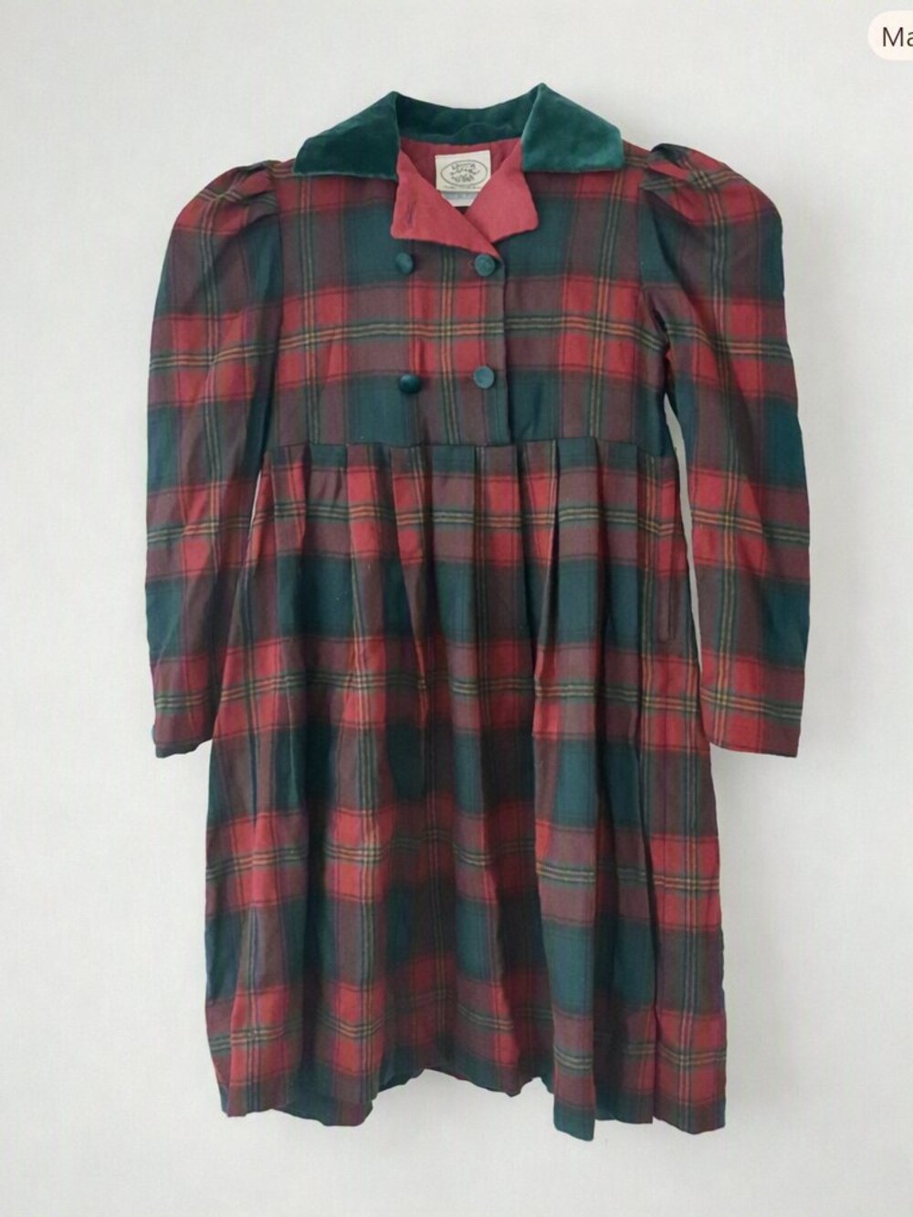 Laura Ashley Tartan Plaid Dress Wool Cotton Size 5-6 Years Vintage Christmas